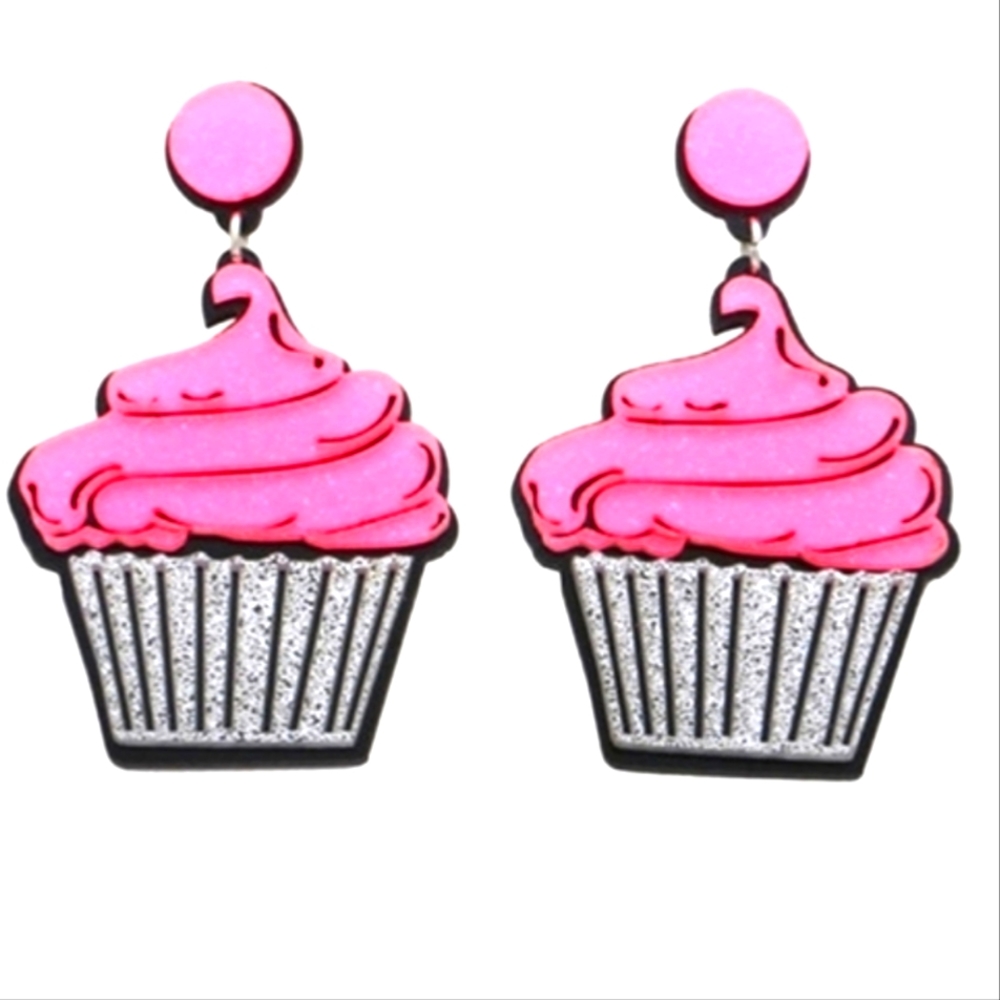 EARRINGS OVERSIZED ACRYLIC CUPCAKES 🧁 🧁🧁